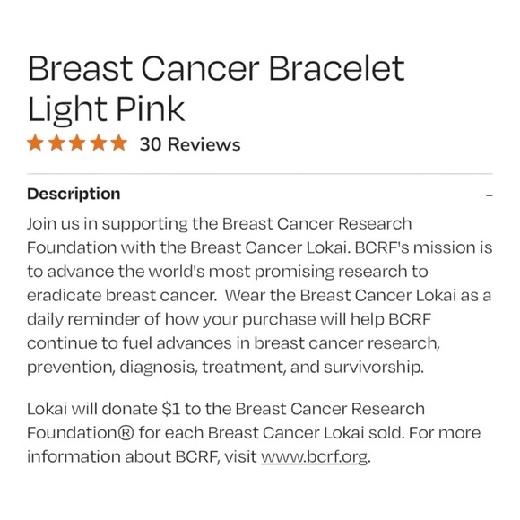 Lokai XL Pink Bracelet BCRF Edition Unisex Light Pink NWT - Picture 3 of 11